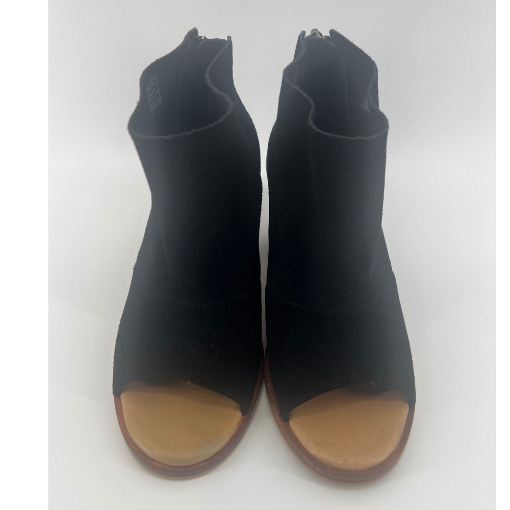 UGG Black Suede Peep Toe Ankle Booties Block Heel 1019996 Womens 6